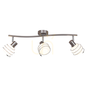 Taklampa Daria, 3xE14, Max. 40 W, satinmetall/vit, glasskärm, 74 cm small 1