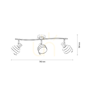 Taklampa Daria, 3xE14, Max. 40 W, satinmetall/vit, glasskärm, 74 cm small 4