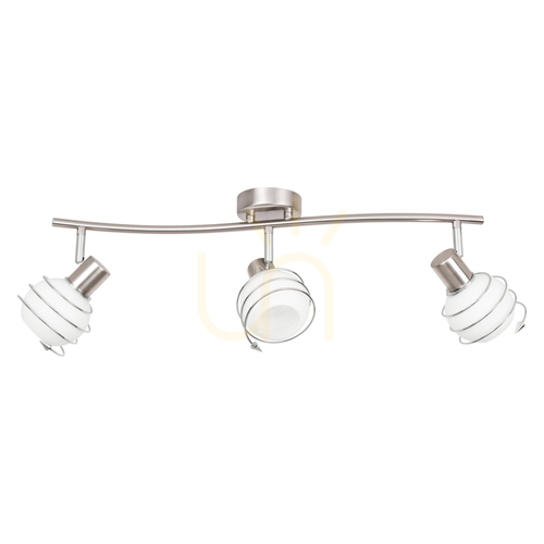 Kontrollera Taklampa Daria, 3xE14, Max. 40 W, satinmetall/vit, glasskärm, 74 cm