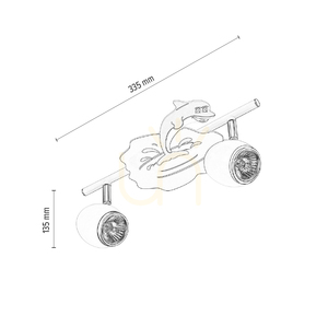 Taklampa Delfin, 2xGU10, Max. 50 W, vit/kromfärgad metall med delfinmotiv, 33,5 cm small 2