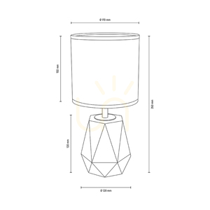 Diamant bordslampa, 1xE27, Max. 25 W, betonggrå/svart PVC-sladd/vit lampskärm, Ø 17 cm small 1