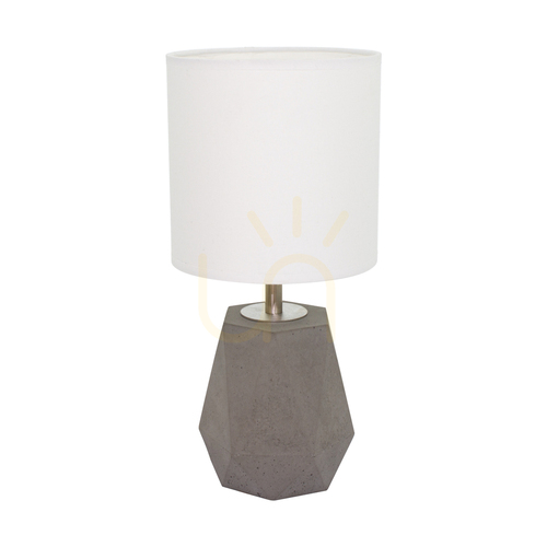 Kontrollera Diamant bordslampa, 1xE27, Max. 25 W, betonggrå/svart PVC-sladd/vit lampskärm, Ø 17 cm