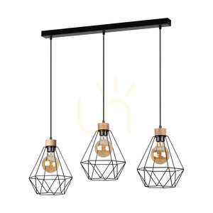 Diament taklampa, 3xE27, Max. 60 W, oljad ek/svart metall/svart PVC-sladd/svart metallskärm, 80 cm small 0