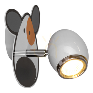 Vägglampa i hundform, 1xGU10 max. 50 W, vit/krom, metall med hundmotiv, 18 cm small 1