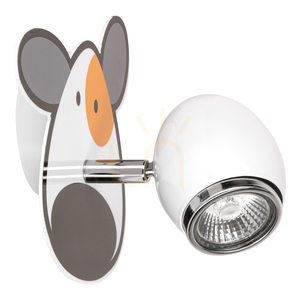 Vägglampa i hundform, 1xGU10 max. 50 W, vit/krom, metall med hundmotiv, 18 cm small 0