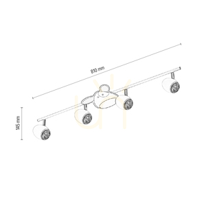 Taklampa i hundform, 4xGU10, Max. 50 W, vit/kromfärgad metall med hundmönster, 81 cm small 2