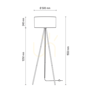 Dove golvlampa, 1xE27, Max. 40 W, svart metall/svart PVC-sladd/grå lampskärm, Ø 50 cm small 4