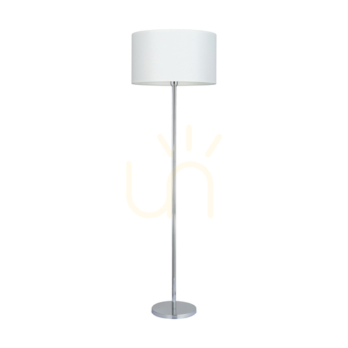 Kontrollera Dove golvlampa, 1xE27, Max. 60 W, krommetall / genomskinlig PVC-sladd / vit lampskärm, Ø 50 cm