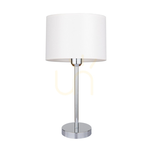 Kontrollera Dove bordslampa, 1xE27, Max. 40 W, krommetall / genomskinlig PVC-sladd / vit lampskärm, Ø 25 cm