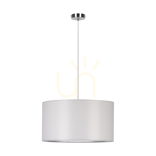 Kontrollera Dove taklampa, 1xE27, Max. 60 W, krommetall / genomskinlig PVC-sladd / grå lampskärm, Ø50 cm