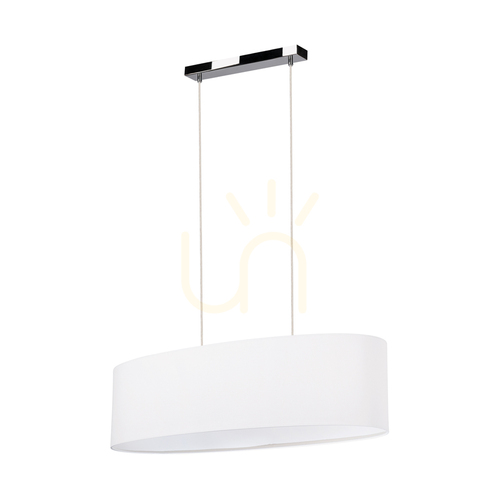 Kontrollera Dove taklampa, 2xE27, Max. 40 W, krommetall / genomskinlig PVC-sladd / vit lampskärm, 80 cm