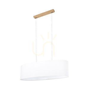 Dove taklampa 2xE27 Max. 40 W, oljad ek / genomskinlig PVC-sladd / vit lampskärm, 80 cm small 2