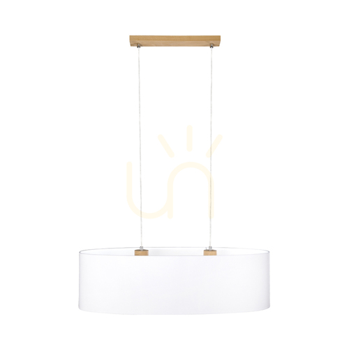 Kontrollera Dove taklampa 2xE27 Max. 40 W, oljad ek / genomskinlig PVC-sladd / vit lampskärm, 80 cm