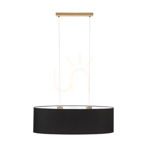 Kontrollera Dove taklampa 2xE27 Max. 40 W, oljad ek/genomskinlig PVC-sladd/svart lampskärm, 80 cm