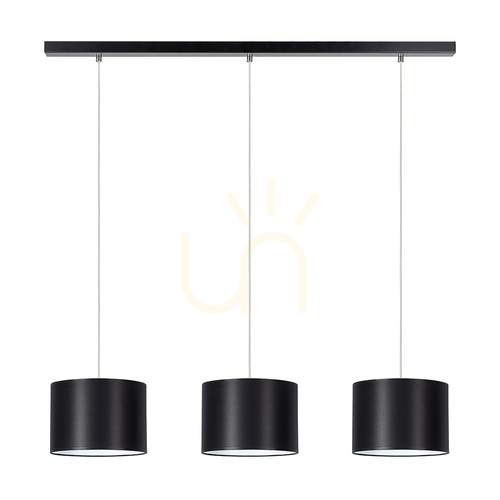 Kontrollera Dove taklampa, 3xE27, Max. 40 W, svart metall/genomskinlig PVC-sladd/svart lampskärm, 117 cm