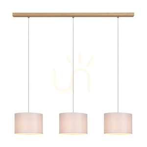 Dove taklampa, 3xE27, Max. 40 W, oljad ek / genomskinlig PVC-sladd / vit lampskärm, 100 cm small 1