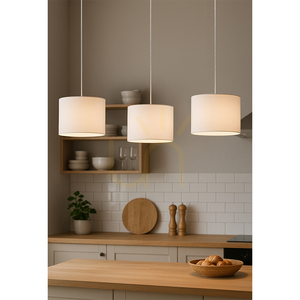 Dove taklampa, 3xE27, Max. 40 W, oljad ek / genomskinlig PVC-sladd / vit lampskärm, 100 cm small 2