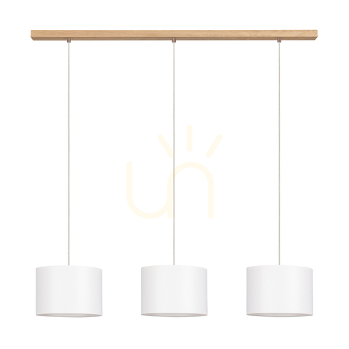 Kontrollera Dove taklampa, 3xE27, Max. 40 W, oljad ek / genomskinlig PVC-sladd / vit lampskärm, 100 cm