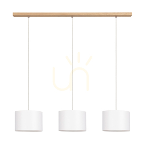 Dove taklampa, 3xE27, Max. 40 W, oljad ek / genomskinlig PVC-sladd / vit lampskärm, 100 cm small 0