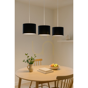 Dove taklampa 3xE27 Max. 40 W, oljad ek/genomskinlig PVC-sladd/svart lampskärm, 100 cm small 1
