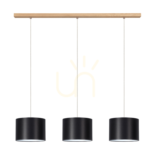Kontrollera Dove taklampa 3xE27 Max. 40 W, oljad ek/genomskinlig PVC-sladd/svart lampskärm, 100 cm