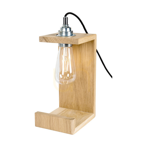 Kontrollera Elle bordslampa, 1xE27, Max. 15 W, oljad ek/svart, flätad sladd, 15 cm