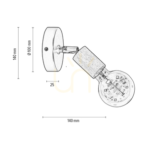 Elmin vägglampa 1xE27 Max. 25 W, oljad ek/svart metall/krommetall, 14 cm small 2