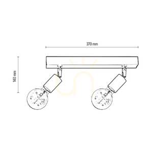 Elmin taklampa 2xE27 Max. 25 W, oljad ek/svart metall/krommetall, 41 cm small 2