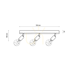 Taklampa Elmin, 3xE27, Max. 25 W, oljad ek/svart metall/krommetall, 58 cm small 2