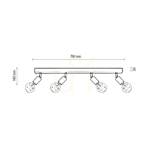 Taklampa Elmin, 4xE27, Max. 25 W, oljad ek/svart metall/kromad metall, 79 cm small 2