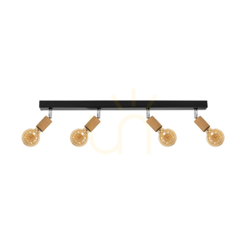 Kontrollera Taklampa Elmin, 4xE27, Max. 25 W, oljad ek/svart metall/kromad metall, 79 cm