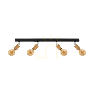 Taklampa Elmin, 4xE27, Max. 25 W, oljad ek/svart metall/kromad metall, 79 cm small 0