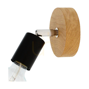 Elmo vägglampa 1xE27 Max. 25 W, oljad ek/svart metall/krommetall, 13 cm small 1