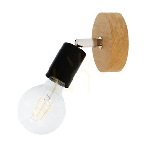 Elmo vägglampa 1xE27 Max. 25 W, oljad ek/svart metall/krommetall, 13 cm small 0