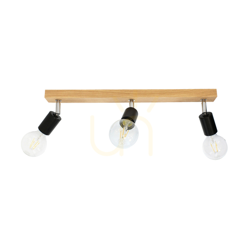 Kontrollera Elmo taklampa, 3xE27, Max. 25 W, oljad ek/svart metall/kromad metall, 55 cm