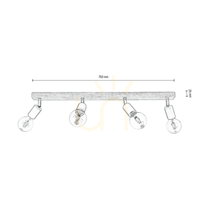 Elmo taklampa, 4xE27, Max. 25 W, oljad ek/svart metall/kromad metall, 78 cm small 2