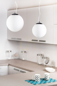 Emil taklampa, 1xE27, Max. 60 W, krommetall / genomskinlig PVC-sladd / vit glasskärm, Ø 50 cm small 2