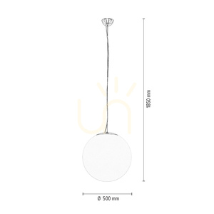 Emil taklampa, 1xE27, Max. 60 W, krommetall / genomskinlig PVC-sladd / vit glasskärm, Ø 50 cm small 3