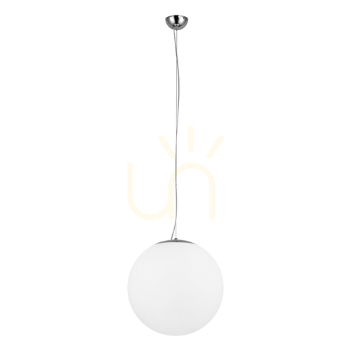 Kontrollera Emil taklampa, 1xE27, Max. 60 W, krommetall / genomskinlig PVC-sladd / vit glasskärm, Ø 50 cm
