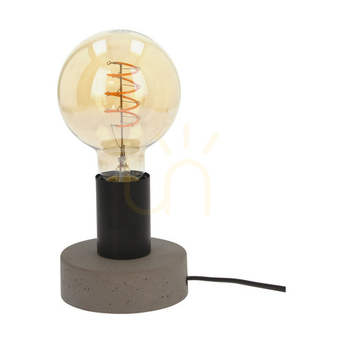 Kontrollera Enar bordslampa, 1xE27, Max. 25 W, grå betong/svart metall/svart PVC-kabel, Ø 10 cm
