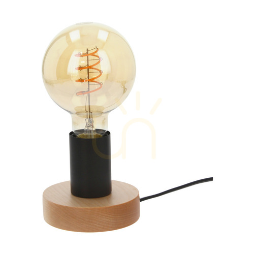Kontrollera Enar bordslampa, 1xE27, Max. 25 W, björk/svart metall/svart PVC-kabel, Ø 10 cm