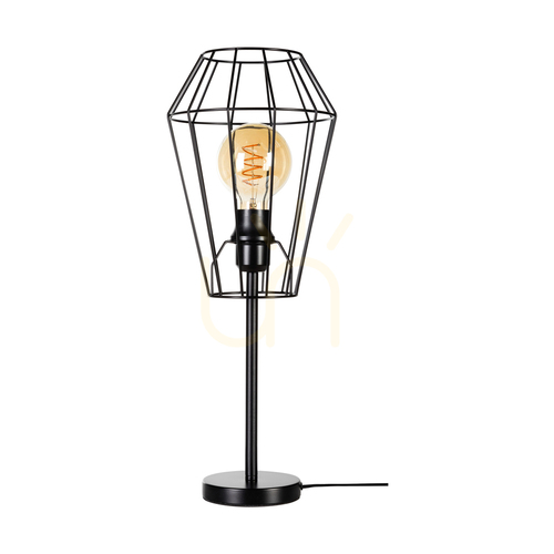 Kontrollera Endorfina bordslampa, 1xE27, Max. 25 W, svart metall/svart PVC-kabel, Ø 21 cm