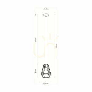 Endorfina taklampa, 1xE27, Max. 60 W, svart metall/svart PVC-kabel, Ø 21 cm small 2