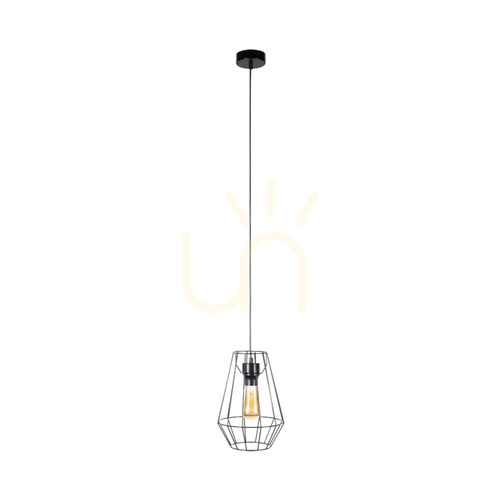 Kontrollera Endorfina taklampa, 1xE27, Max. 60 W, svart metall/svart PVC-kabel, Ø 21 cm
