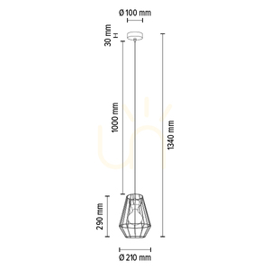Endorfina taklampa 1xE27 Max. 60 W, oljad ek/svart metall/svart PVC-sladd, Ø 21 cm small 3