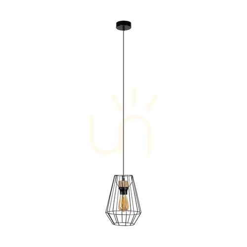 Kontrollera Endorfina taklampa 1xE27 Max. 60 W, oljad ek/svart metall/svart PVC-sladd, Ø 21 cm