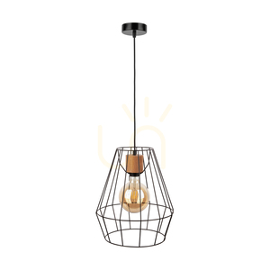 Endorfina taklampa, 1xE27, Max. 60 W, oljad ek/svart metall/svart PVC-sladd, Ø 31 cm small 0