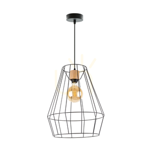 Endorfina taklampa 1xE27 Max. 60 W, oljad ek/svart metall/svart PVC-sladd, Ø 41 cm small 0