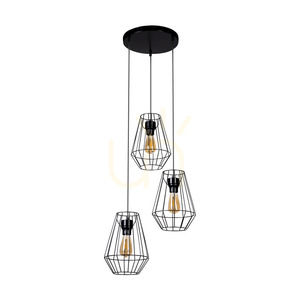 Endorfina taklampa, 3xE27, Max. 60 W, svart metall/svart PVC-kabel, Ø 45 cm small 0