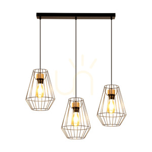 Endorfina taklampa, 3xE27, Max. 60 W, oljad ek/svart metall/svart PVC-sladd, 77 cm small 1